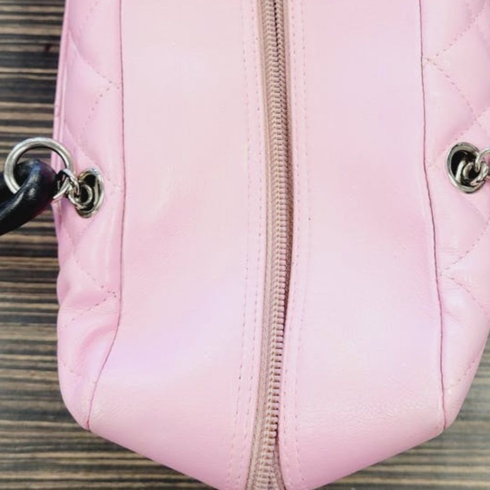 Chanel pink black quilter leather Cambon bowler tote bag / shoulder bag - Picture 6 of 16
